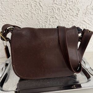 COACH VINTAGE 70'S # 9170 CLASSIC SHOULDER BAG POUCH, VG MOCHA BROWN FLAP